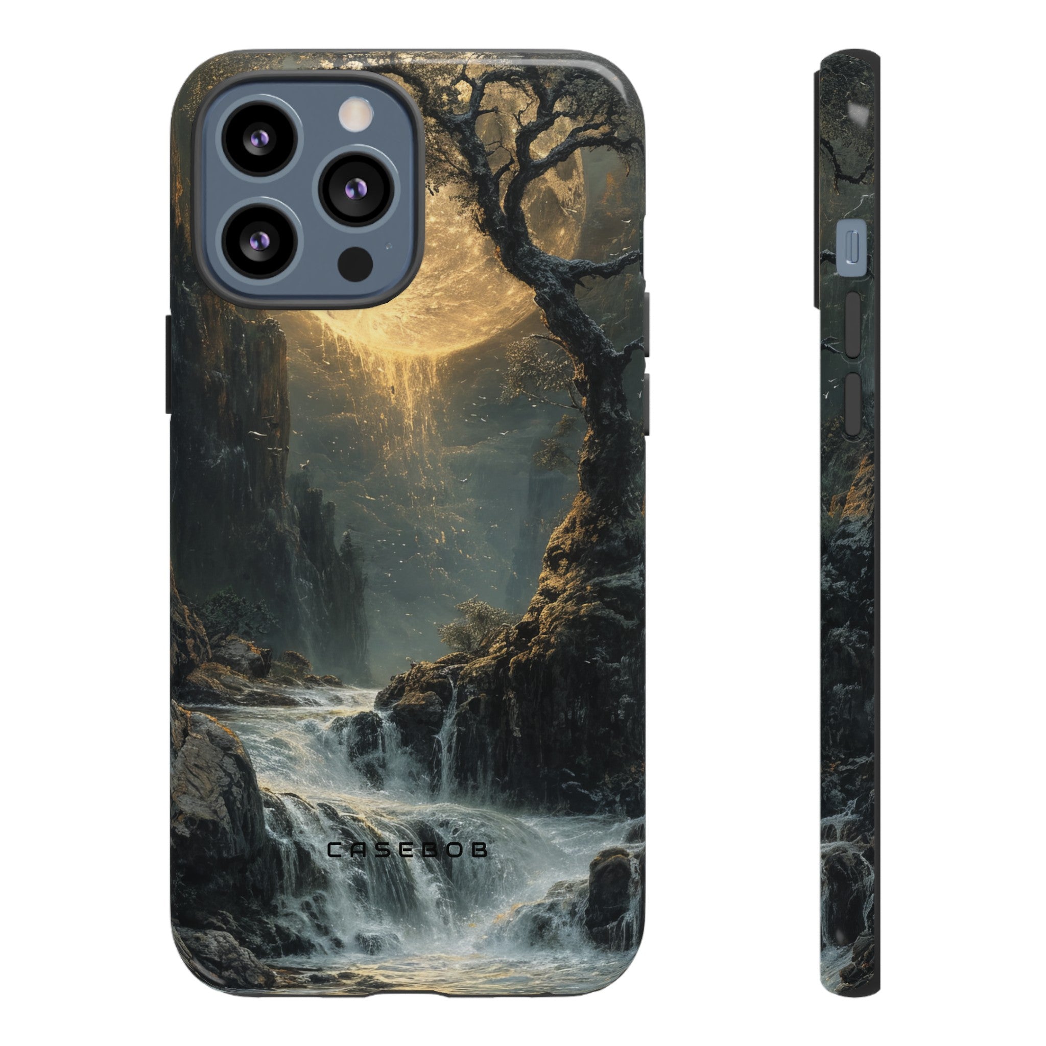 Moonlit Waterfall Silence - Protective Phone Case