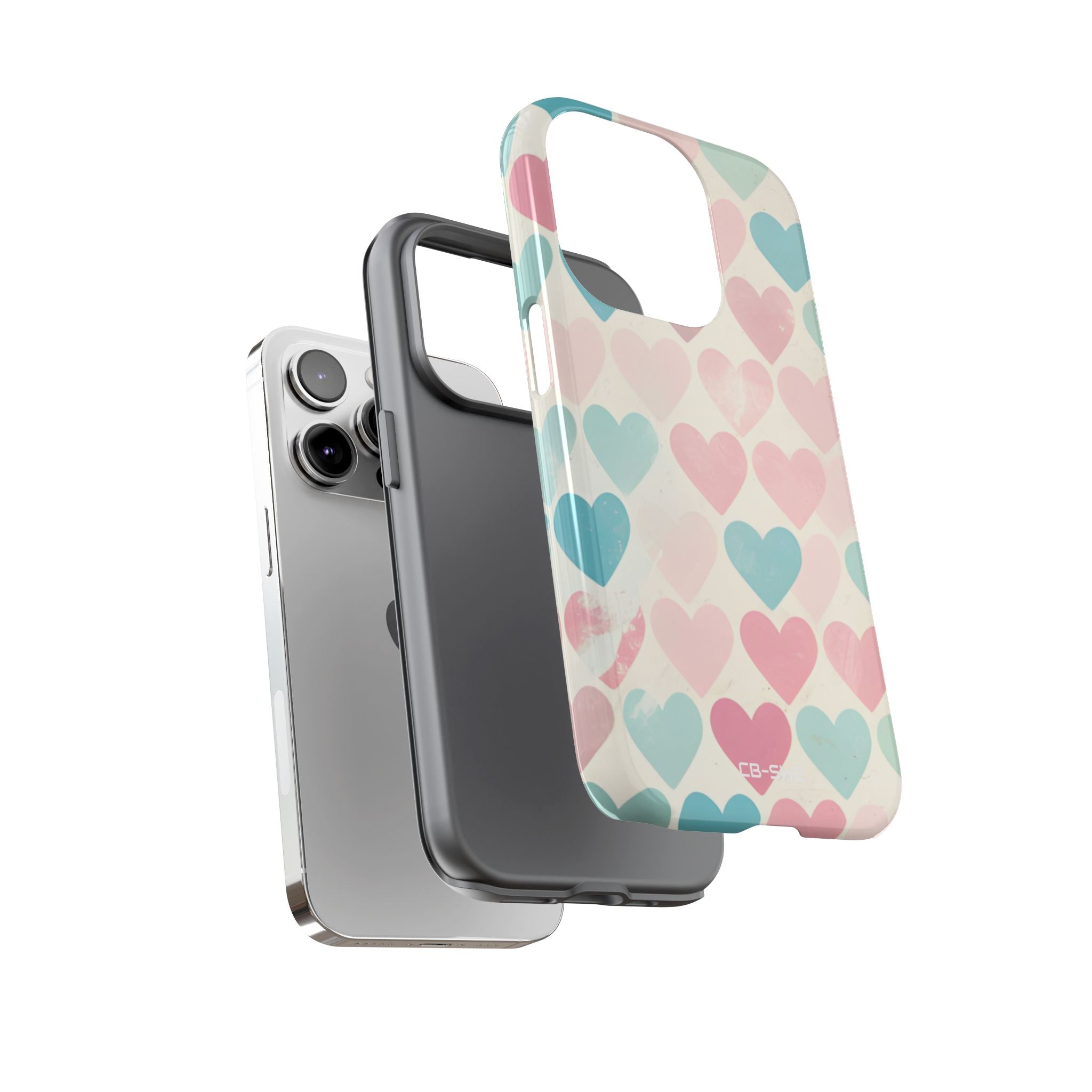 Retro Hearts Symmetry - iPhone Case