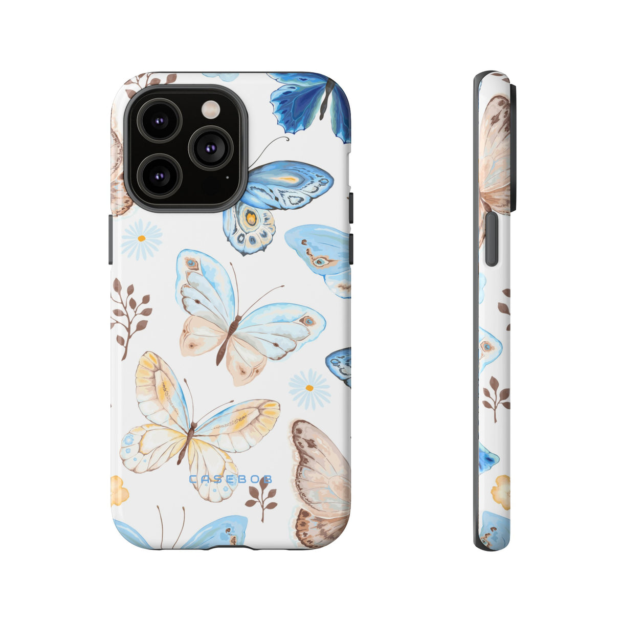 Flying Butterflies, Blue and Yellow iPhone case (Protective) - Protective Phone Case