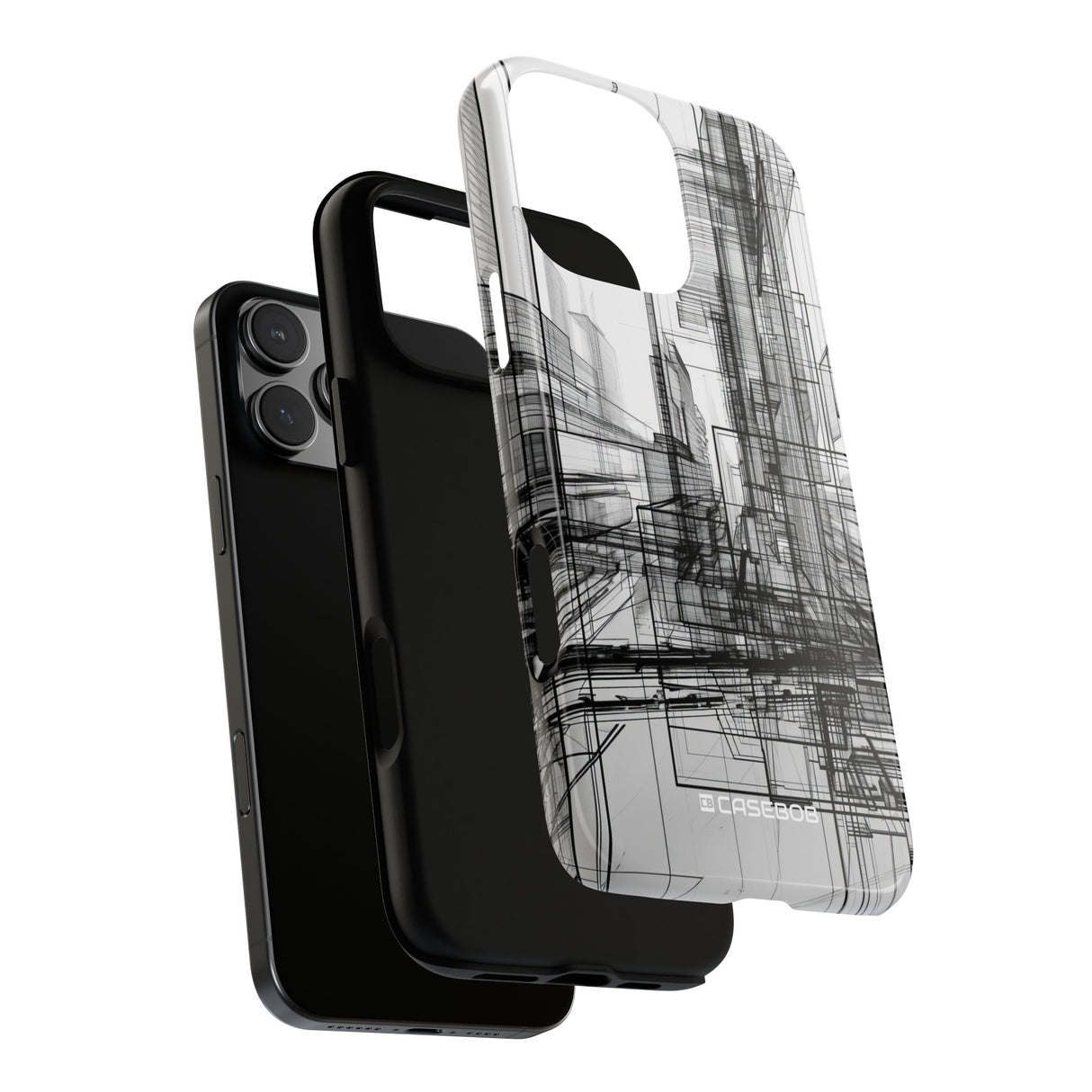 Urban Complexity: Black Lines Design - for iPhone 16