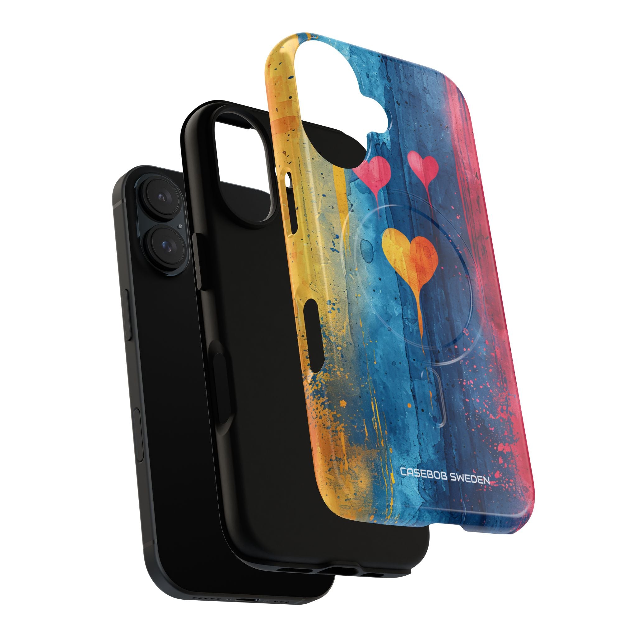 Hearts Watercolor Art - Tough + MagSafe® iPhone 16 Phone Case