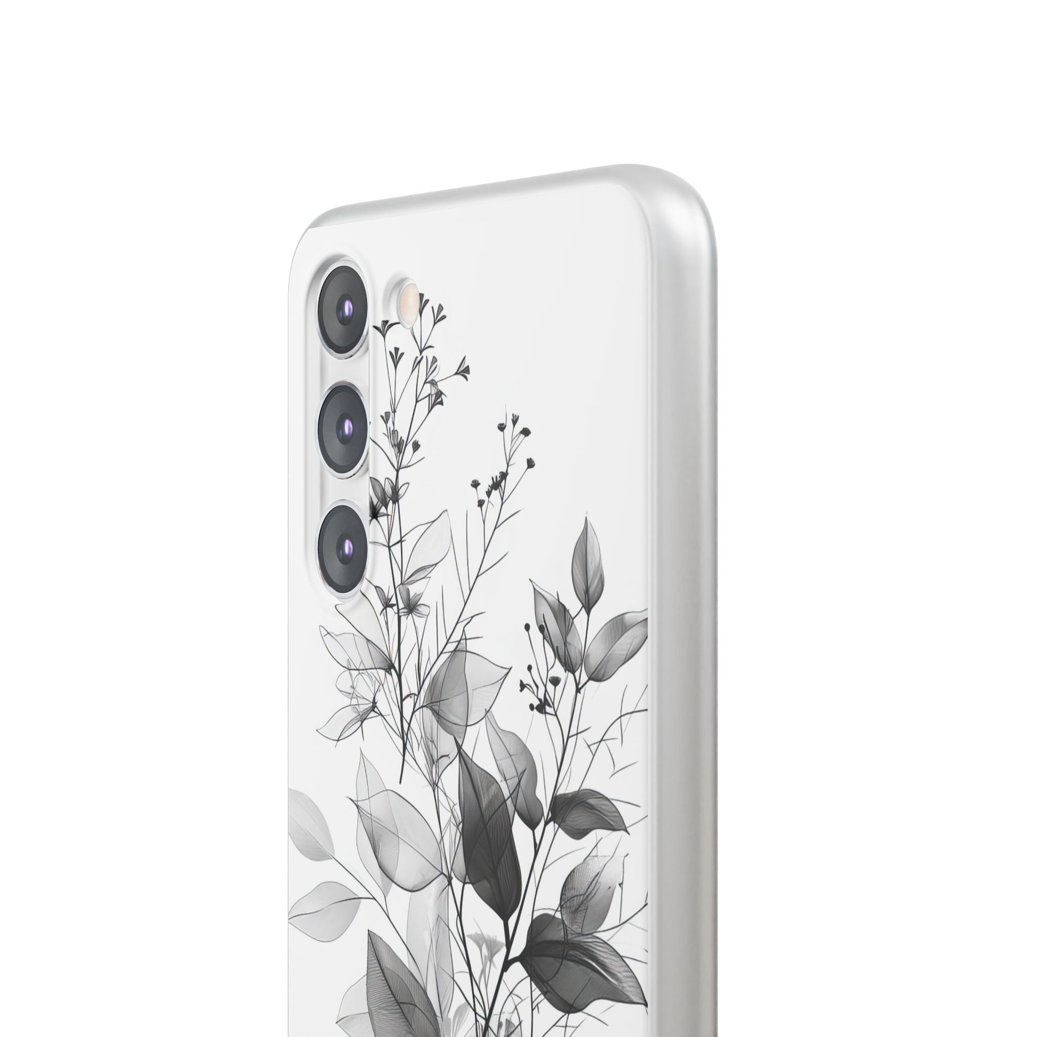 Veined Leaves Gray Samsung S23 Plus Case - Soft