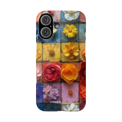 Vibrant Floral Tiles - Slim iPhone 16 Phone Case