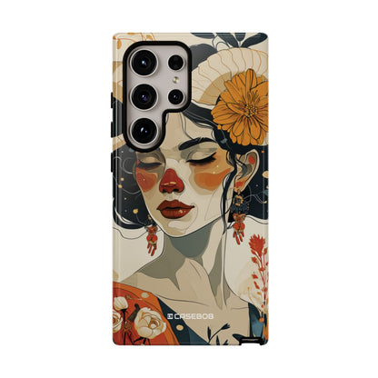 Mythical Serenity: Floral Ram Goddess - For Samsung S24