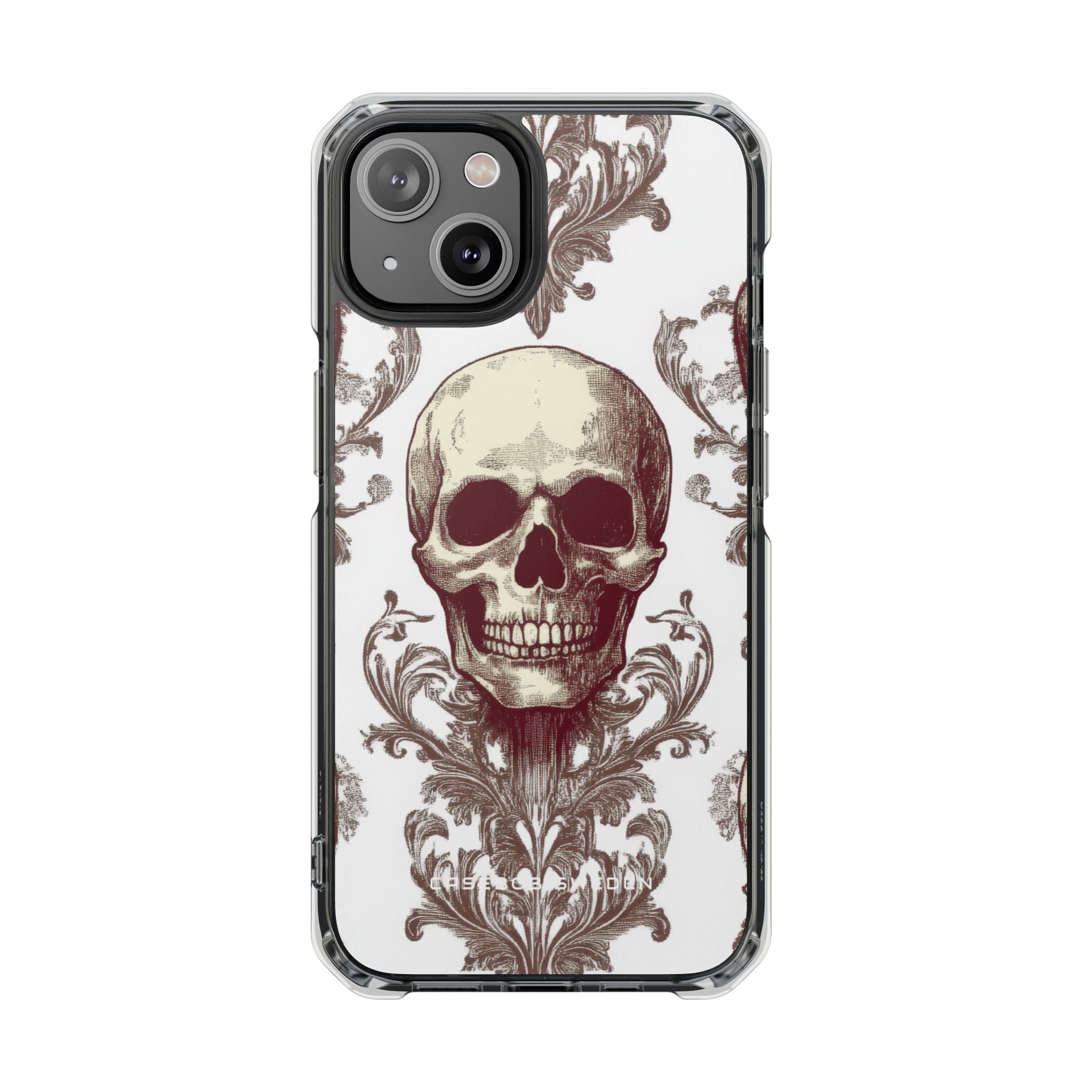 Gothic Skulls and Ornate Foliage iPhone 14 - Clear Impact Phone Case