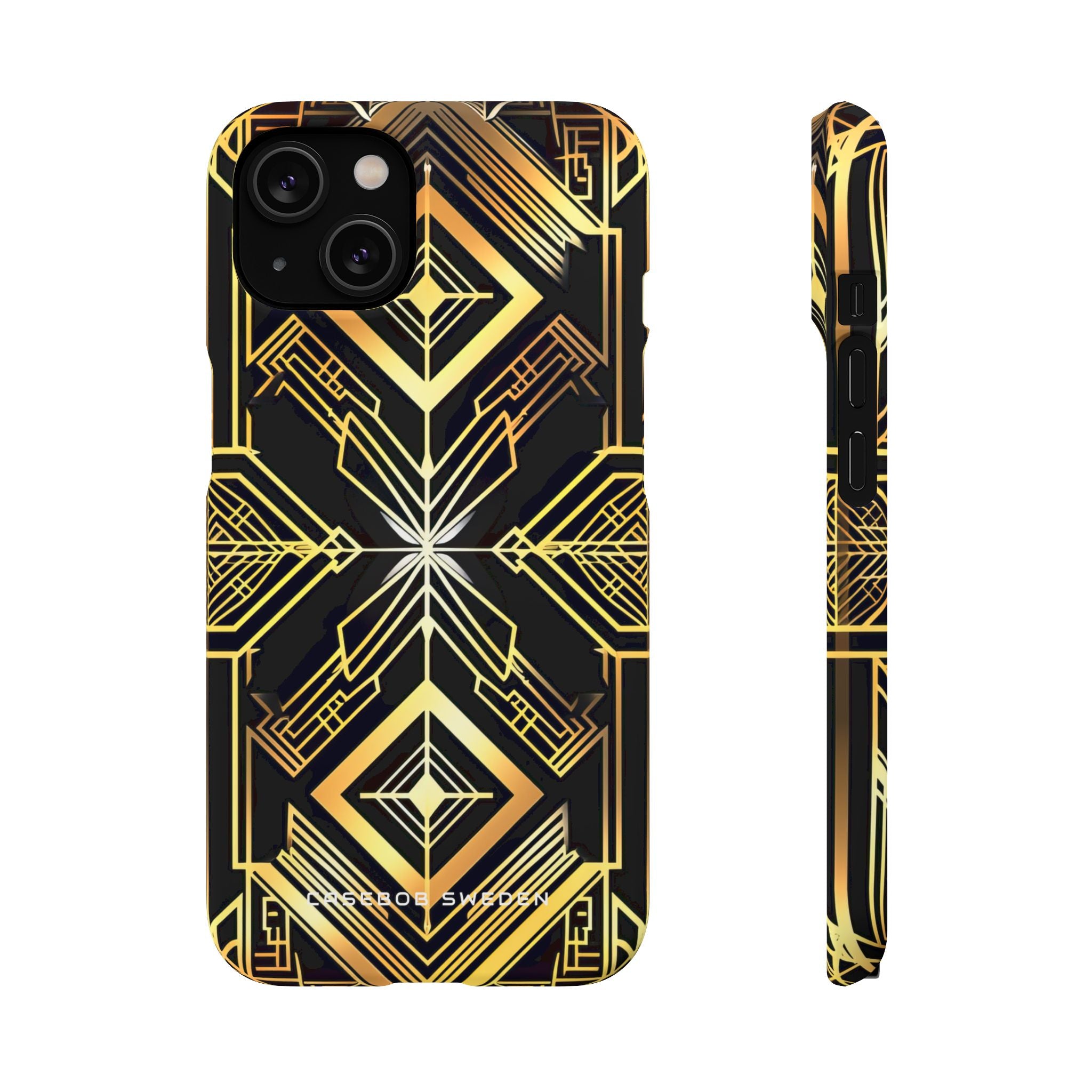 Golden Geometric Opulence iPhone 14 - Slim Phone Case