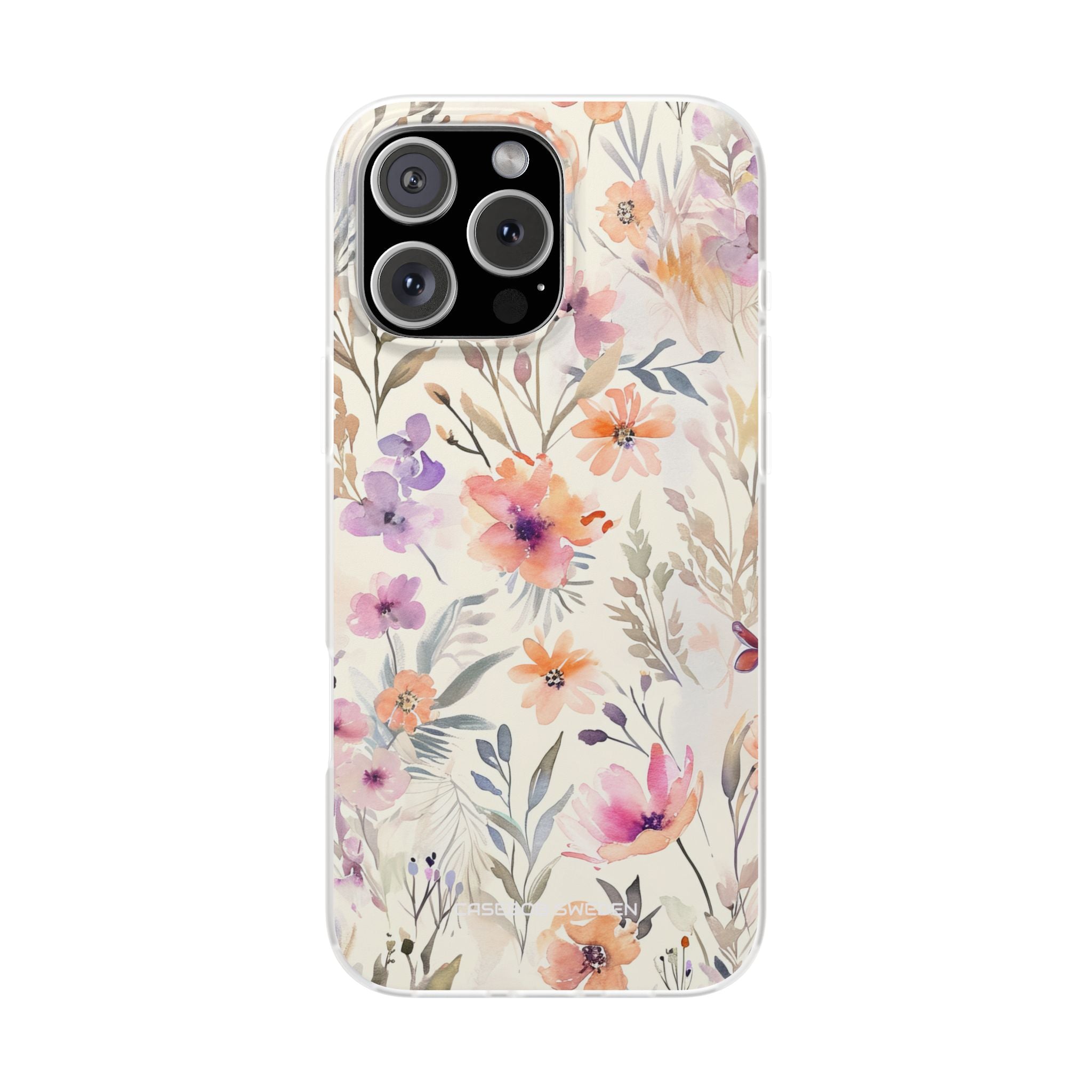 Soft Pink Floral Watercolor Design - Flexi iPhone 16 Phone Case