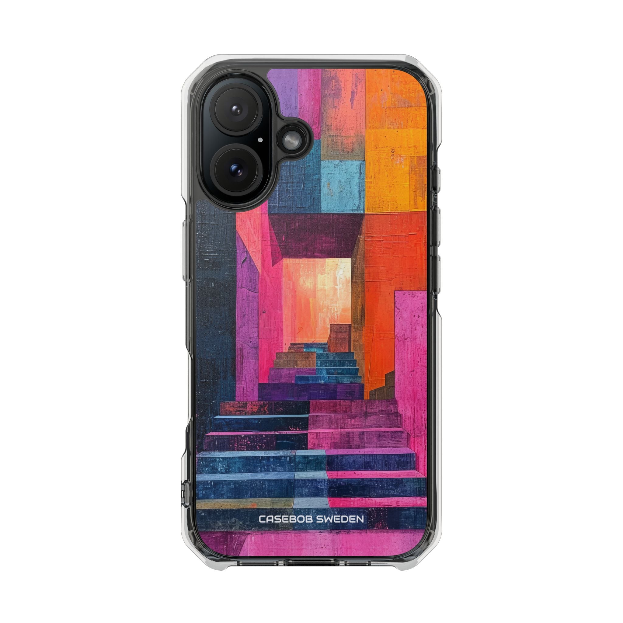 Pink Orange Geometry - Clear Impact iPhone 16 Phone Case