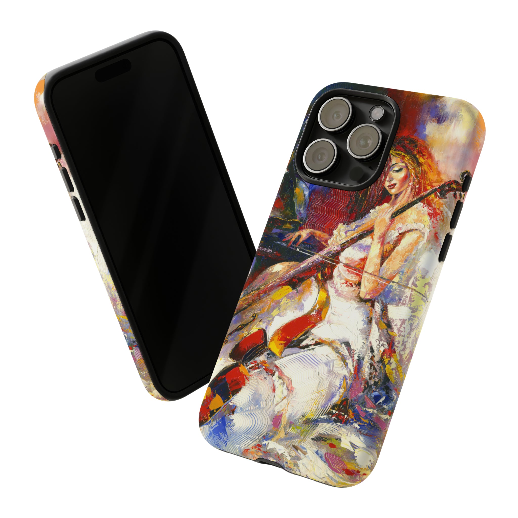 Oil panting - Girl playing Violoncello - Protective Phone Case