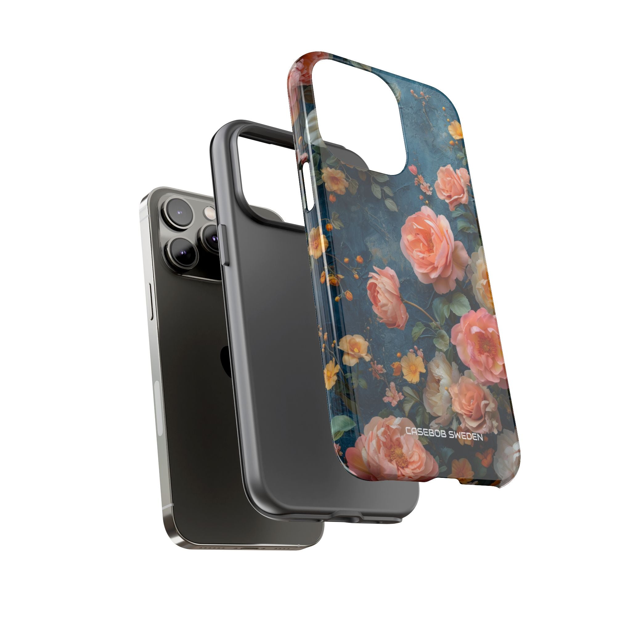 Blue Floral Elegance - Tough iPhone 14 Phone Case