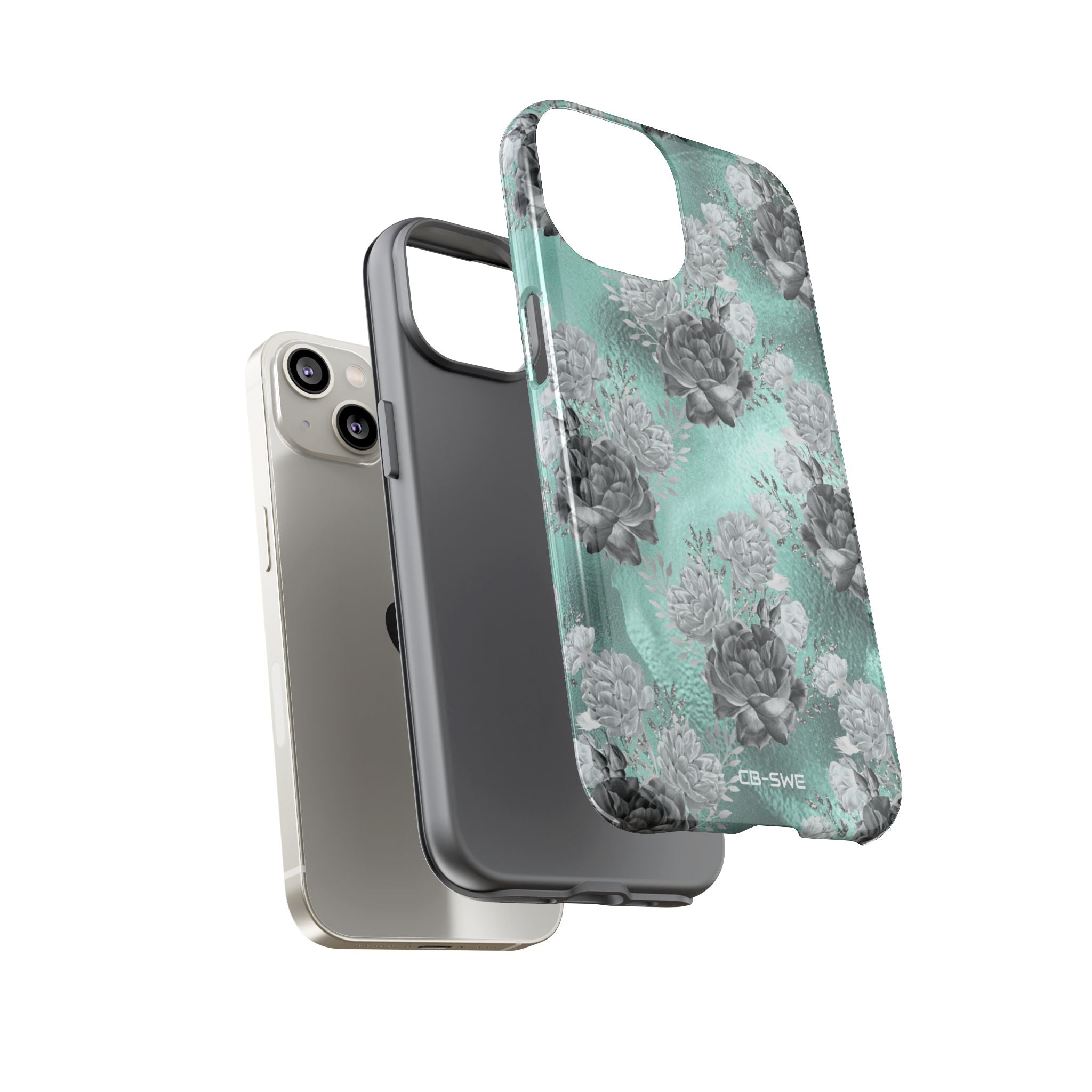 Teal Floral Elegance - iPhone Case