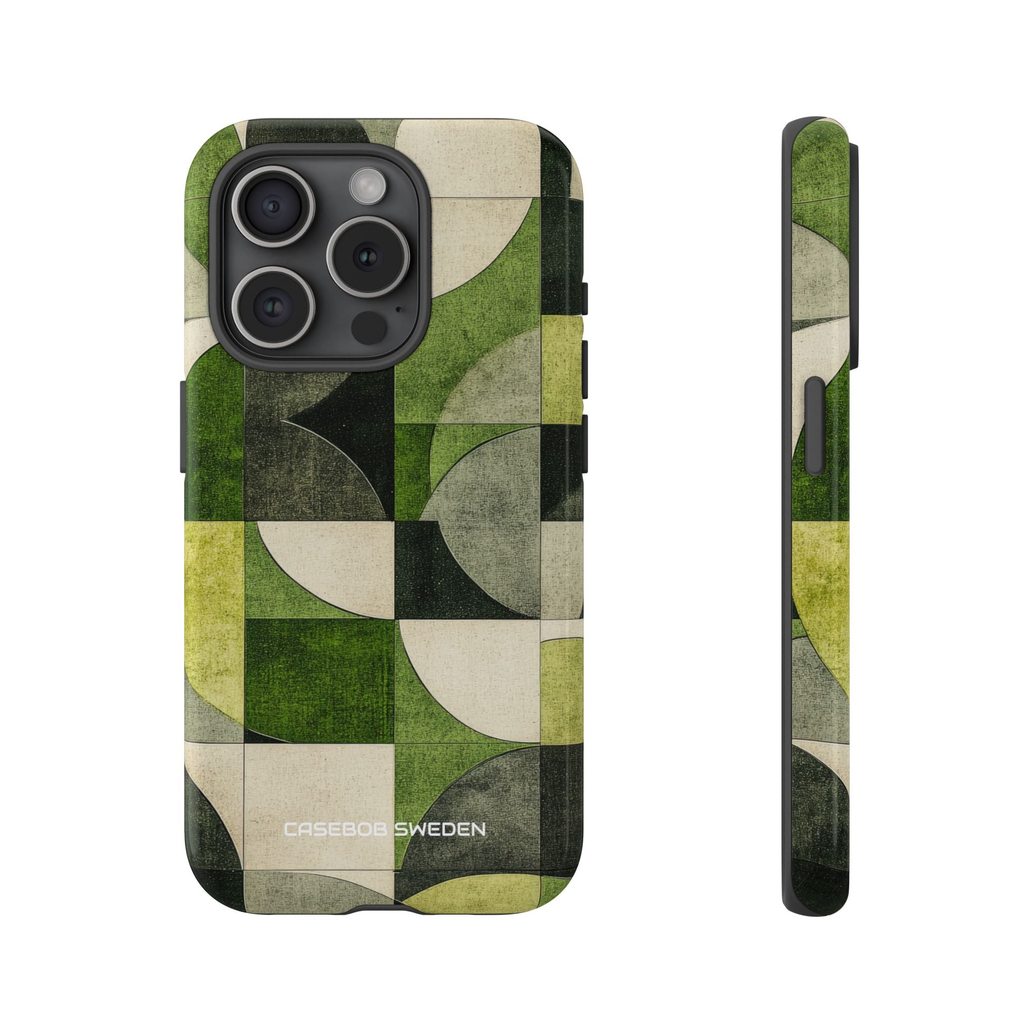 Green Geometric Harmony - Tough iPhone 15 Phone Case