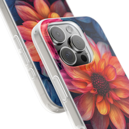 Floral Harmony Orange Blue - Flexi iPhone 16 Phone Case