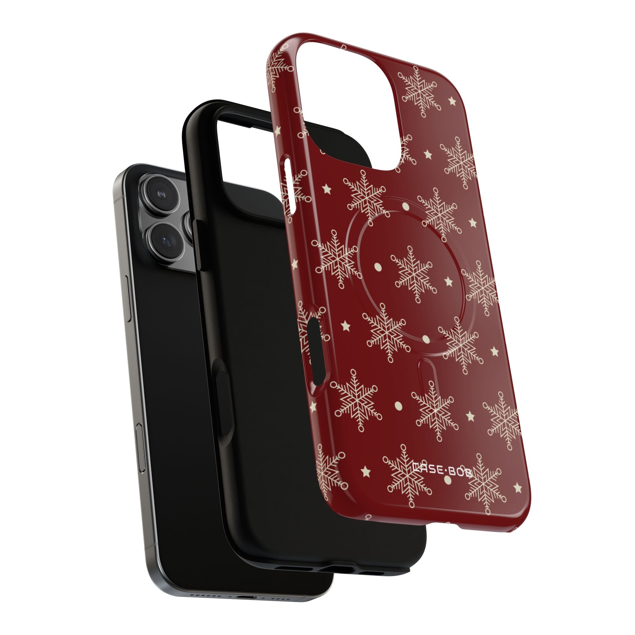 Cream Snowflake Crimson iPhone 16 Pro Max Case - Tough+