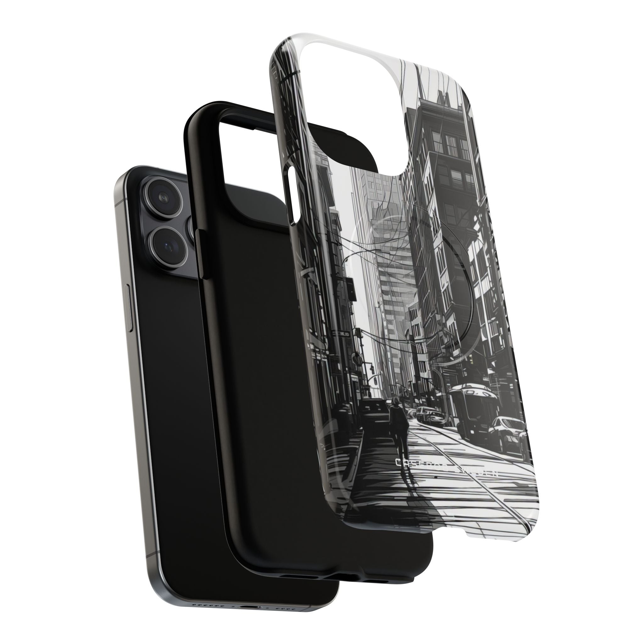 Urban Cityscape Line Perspective iPhone 15 | Tough+ Phone Case