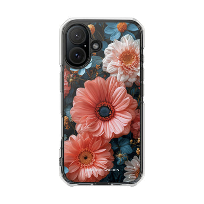 Coral Teal Blooms - Clear Impact iPhone 16 Phone Case