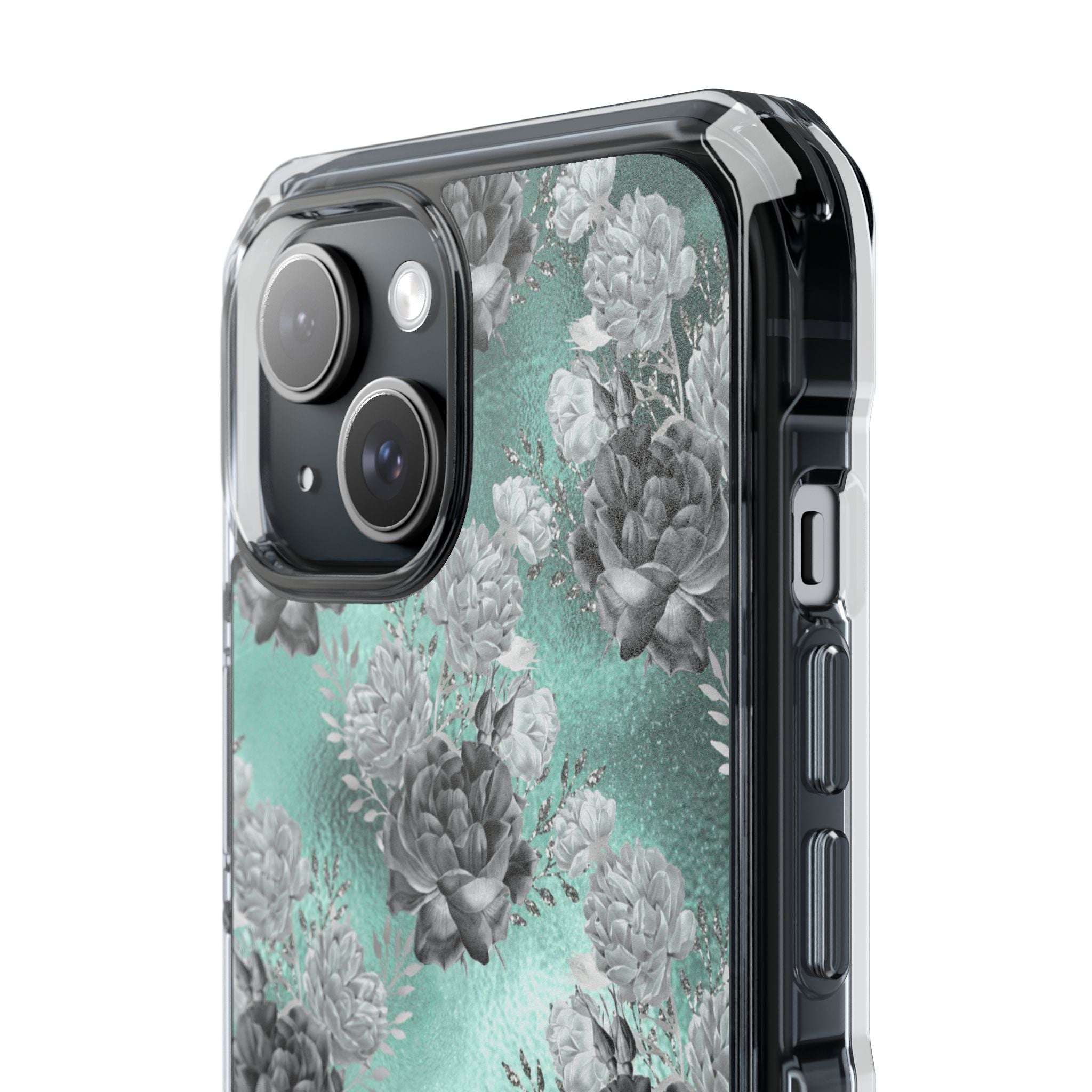 Teal Floral Elegance iPhone Case - Impact