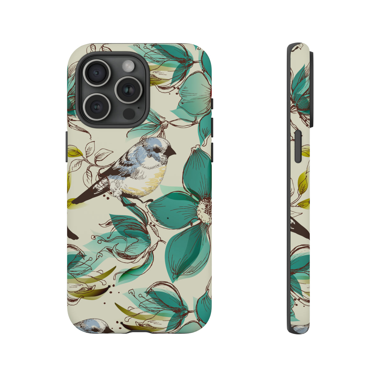 Cute Flowers and Birds iPhone case (Protective) - Protective Phone Case