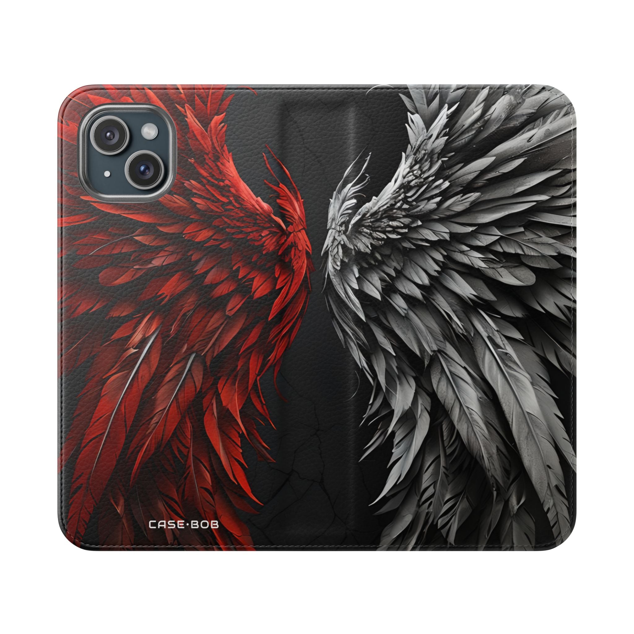Crimson Silver Wings - iPhone 15 Plus Case - Wallet