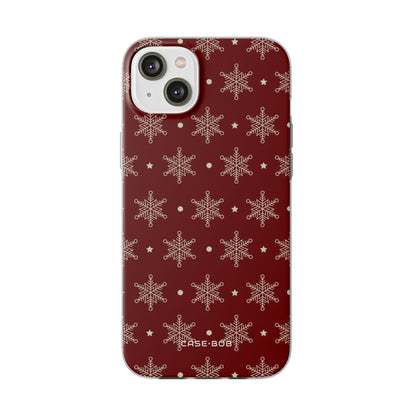 Cream Snowflake Crimson iPhone 14 Plus Case - Soft