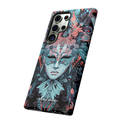 Mystic Teal Coral Mask - Tough Samsung S23 Phone Case