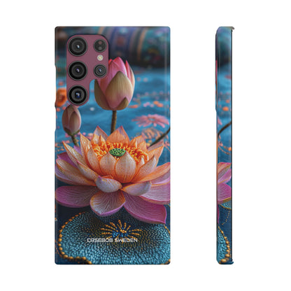 Vibrant Lotus Embroidery - Slim Samsung S22 Phone Case