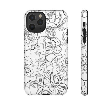 Intricate Rose Sketches - iPhone Case