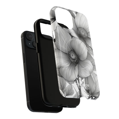 Graustufen-Blumenharmonie iPhone 15 – Robust+