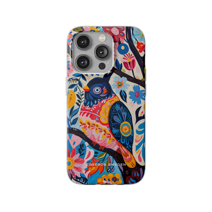 Whimsical Vintage Owl with Floral Charm iPhone 14 - Flexi Phone Case