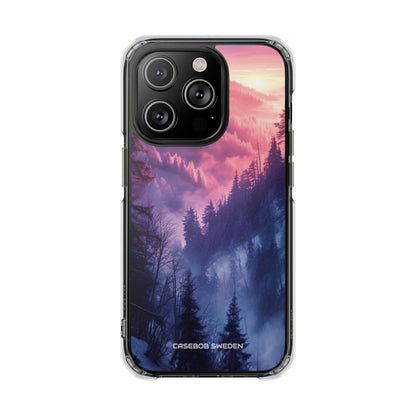 Misty Forest Serenity - Clear Impact iPhone 14 Phone Case