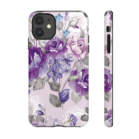 Beautiful vintage purple flower iPhone case (Protective) - Protective Phone Case