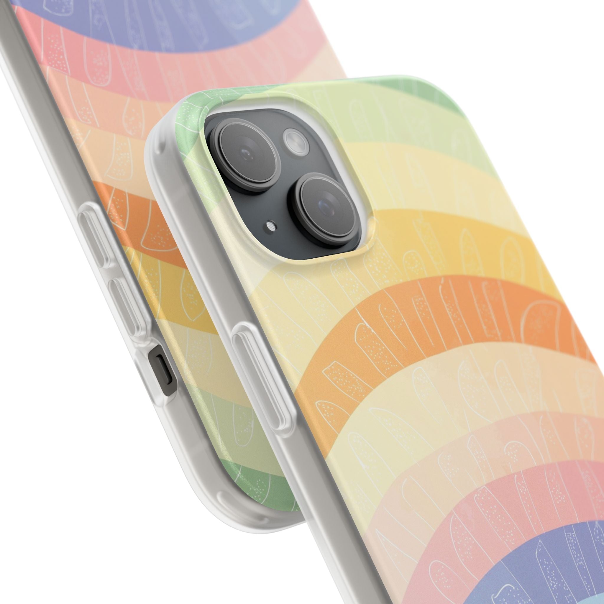 Pastel Rainbow Bands iPhone 15 Plus Case - Soft