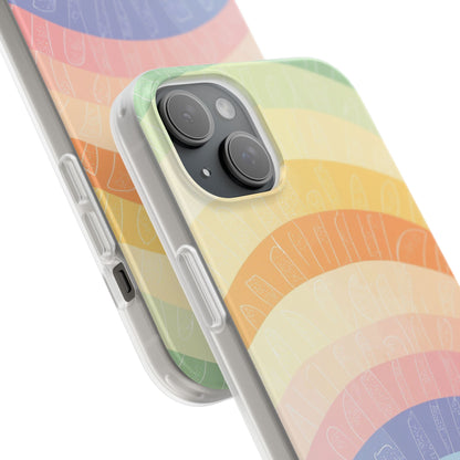 Pastel Rainbow Bands iPhone 15 Plus Case - Soft