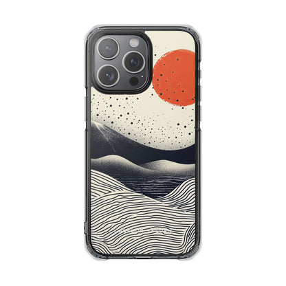 Red Sun Over Flowing Horizons iPhone 15 - Clear Impact Phone Case