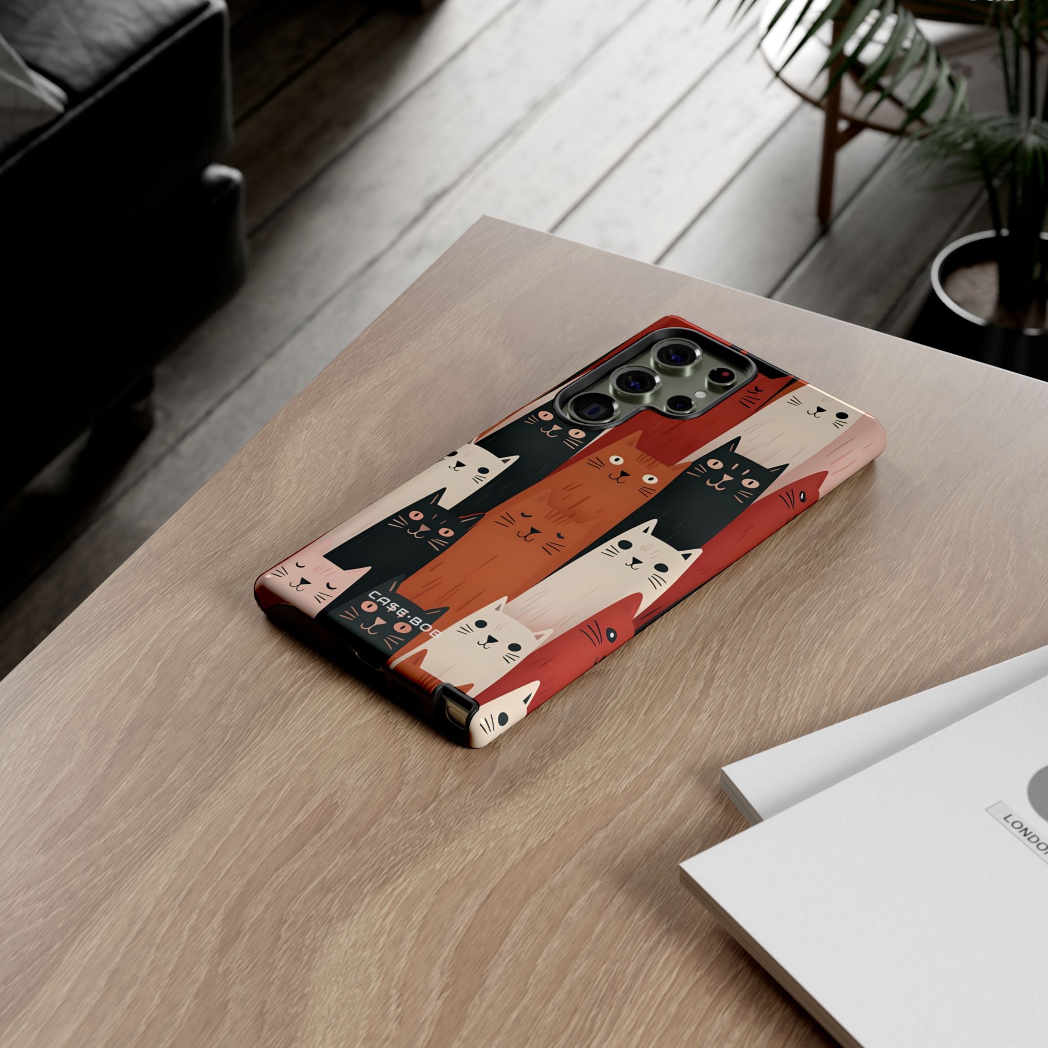 Elongated Cats Black Samsung S23 Ultra Case - Tough