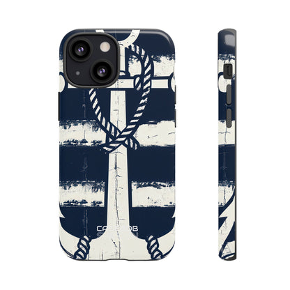 Navy Anchor Stripes iPhone 13 - Tough