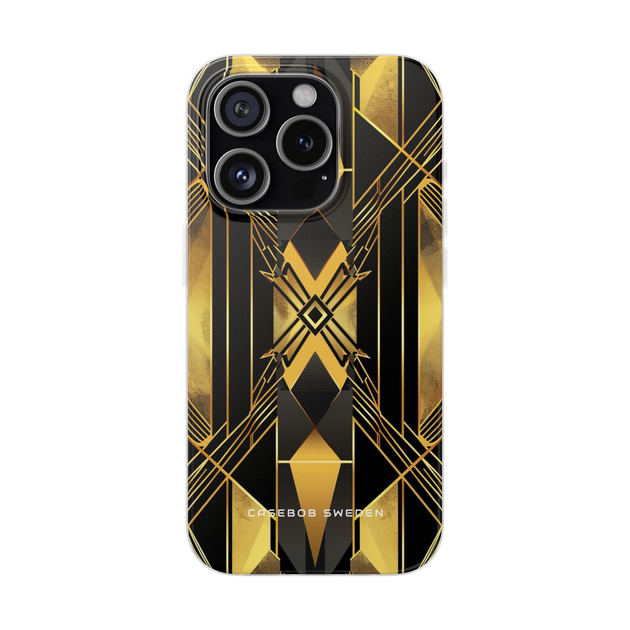 Golden Geometric Elegance iPhone 15 - Flexi Phone Case