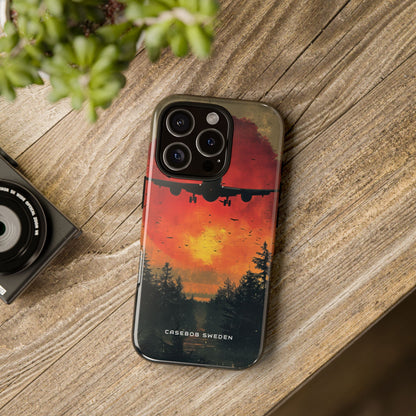 Vintage Sunset Airplane Silhouette iPhone 16 - Tough Phone Case