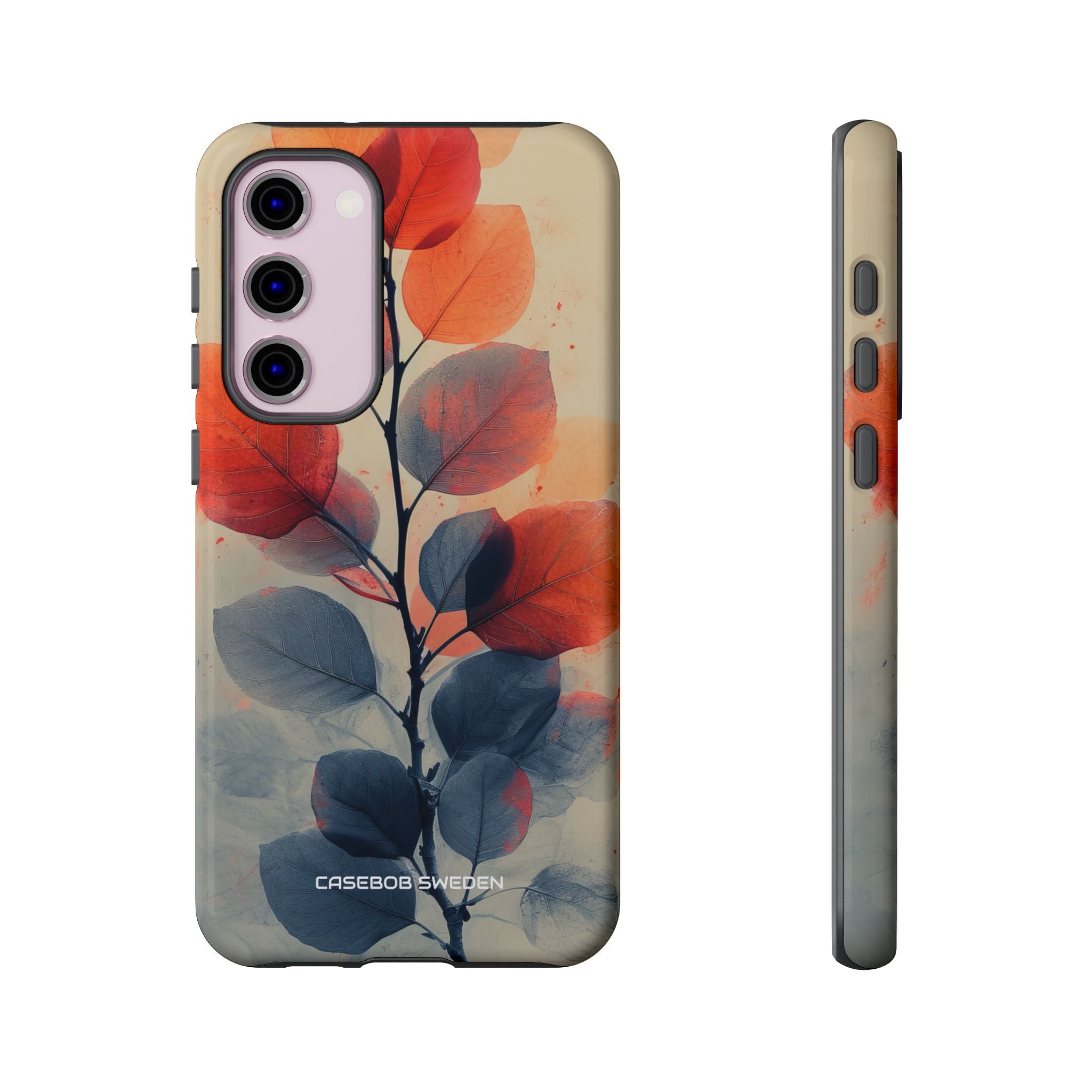 Orange Gray Leaves - Tough Samsung S23 Phone Case