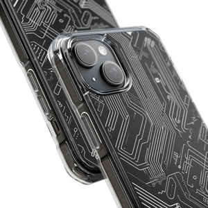 Cyber ​​Circuitry Art - Handyhülle für iPhone (Clear Impact - Magnetisch)