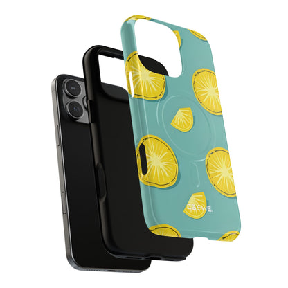 Bright Yellow Pineapple Slice on Teal iPhone 16 - Tough+