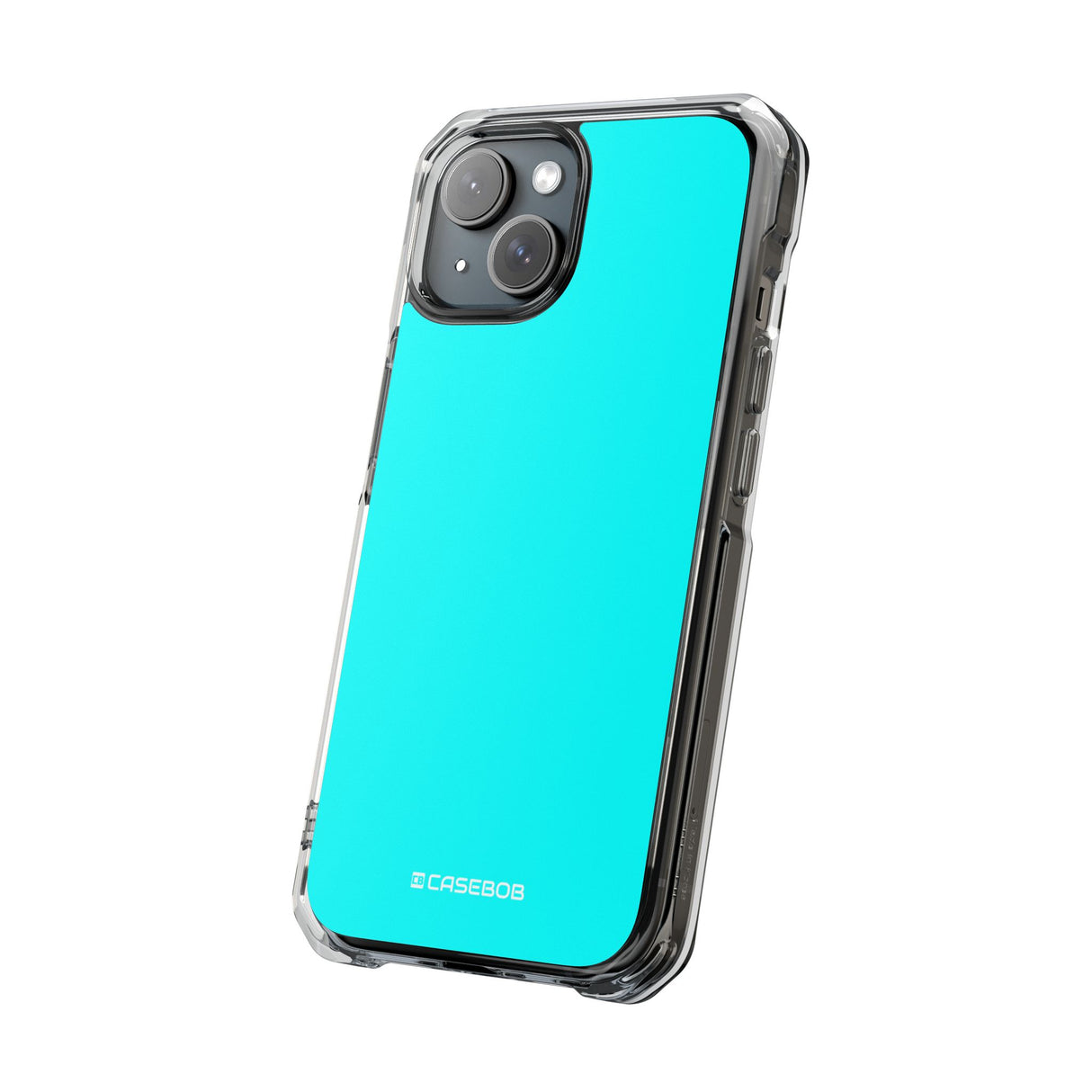 Cyan-Blau | Handyhülle für iPhone (Clear Impact Case – magnetisch) 