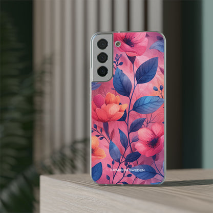 Pink Blue Floral - Flexi Samsung S22 Phone Case