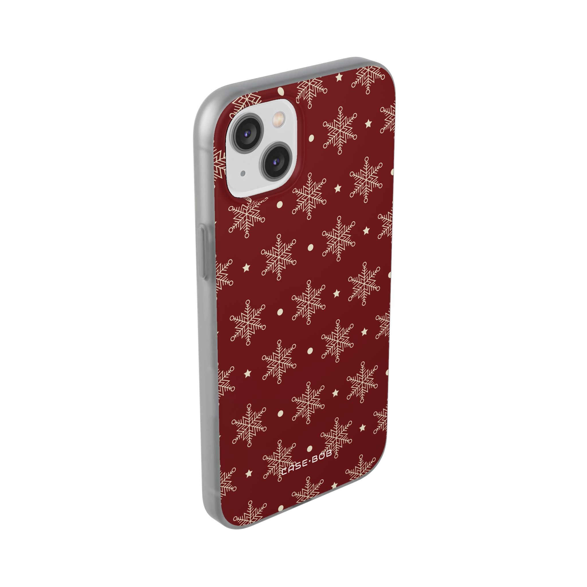 Cream Snowflake Crimson iPhone 14 Plus Case - Soft