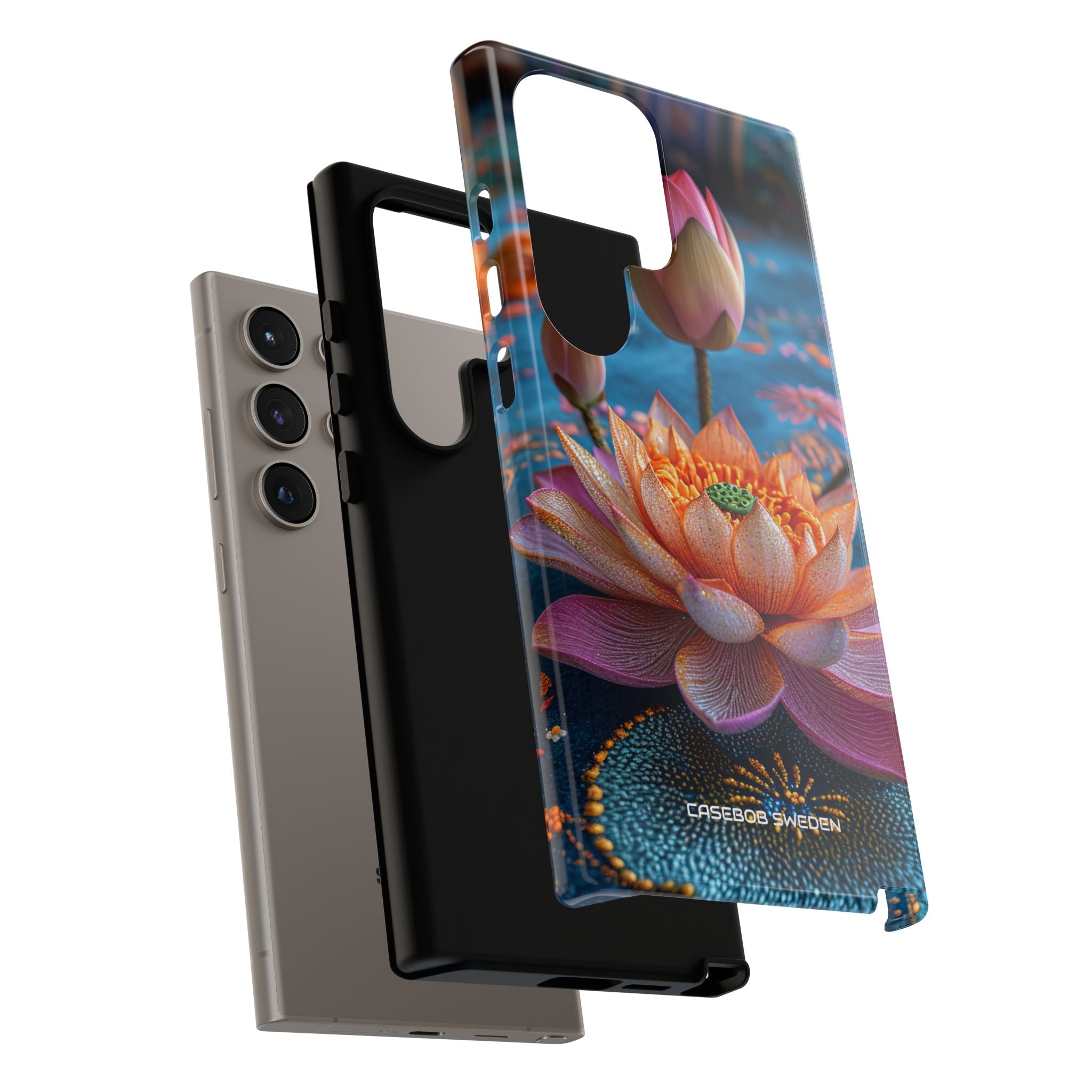 Vibrant Lotus Embroidery - Tough Samsung S24 Phone Case