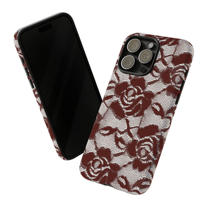 Red Lace Gothic Flower - Protective Phone Case