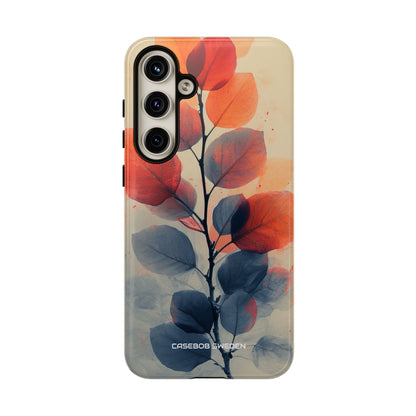 Orange Gray Leaves - Tough Samsung S24 Phone Case