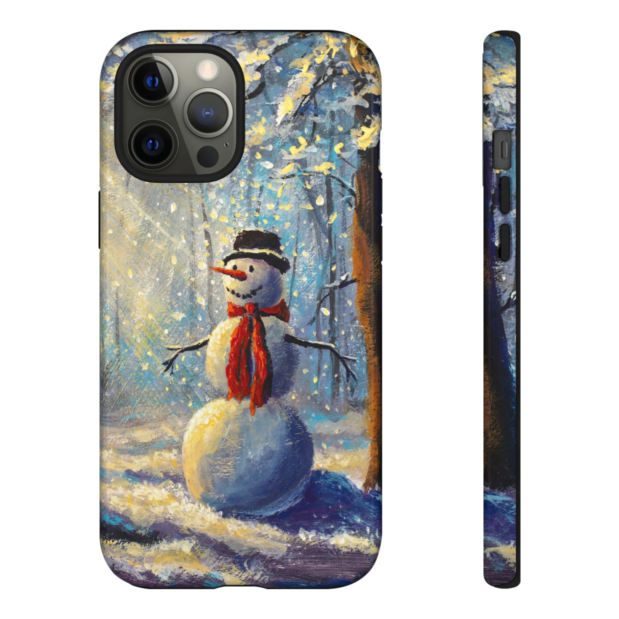 Oil painting - Happy Snowman - Protective Phone Case