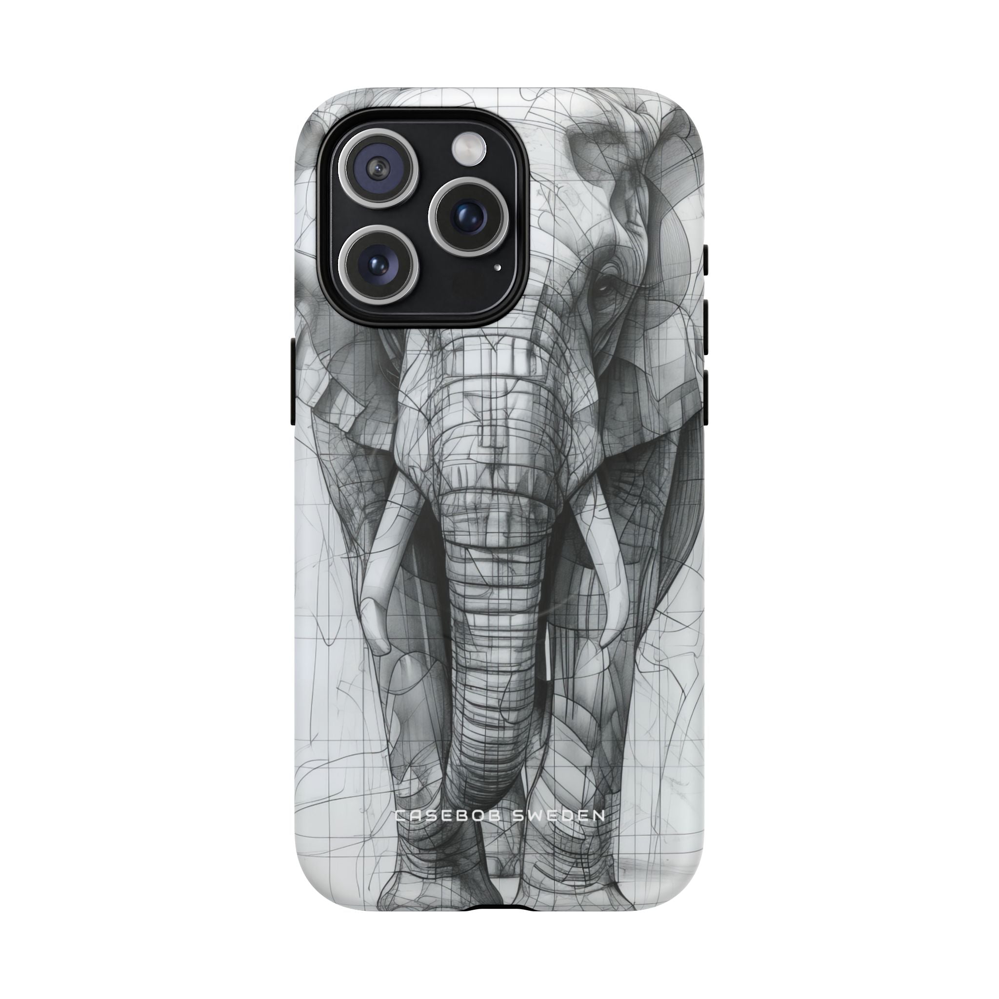 Elephant Line Geometry iPhone 15 | Tough+ Phone Case