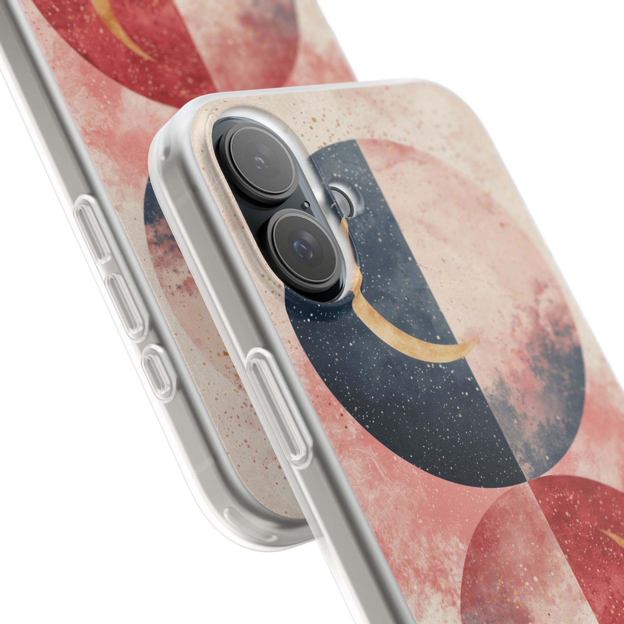 Golden Crescent Circles iPhone 16 Plus Case - Soft